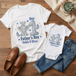 Gepersonaliseerd Onze 1e Vaderdag Animal Dad Baby T-shirt Baby rompertje bijpassende outfit met naam Vaderdagcadeau voor nieuwe vader