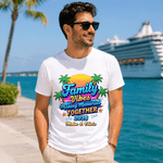 Personalised Family Vibes Multicolor Graphic 100% Cotton T-shirt with Name and Year Summer Holiday Parent-Child Beach Trip Gift for Family