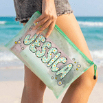 Personalised Multicolor Name Heart Daisy PVC Beach Pool Bag Swimming Pool Use Birthday Gift for Girls Women Friends