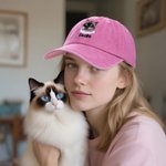 Personalised Embroidered 1-2 Pet Face Photos 100% Cotton Baseball Cap with Name Daily Use Birthday Holiday Gift for Dog Dad Mom Pet Lover