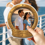 Personalized Cruise Porthole Photo Fridge Magnet with Text Home Decor Summer Travel Beach Party Birthday Gift for Couple