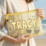 Personalised Multicolor Name Heart Daisy PVC Beach Pool Bag Swimming Pool Use Birthday Gift for Girls Women Friends