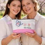 Personalized Embroidered Bow Watering Can Birth Flower Makeup Bag with Name Anniversary Thanksgiving Day Birthday Gift for Mom Woman