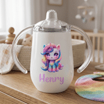 Personlig søt regnbuedyr 10 oz termisk isolert Sippy Cup med navn Bursdag barnedag gave til barn
