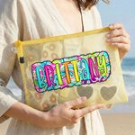 Personalized Fashionable Paisley Letter PVC Beach Bag with Name Daily Use Birthday Gift for Friends Family
