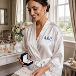 Personalisierte gesticktes Monogramm Satin Spitze-Trim Robe Braut Dusche Bachelorette Party Geschenk für Braut Brautjungfer