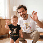 Personalized Our First Father's Day Animal Dad Baby T-shirt Baby Bodysuit Matching Outfit with Name and Year Father's Day Gift for New Dad