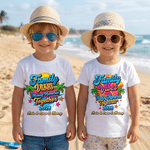 Personalised Family Vibes Multicolor Graphic 100% Cotton T-shirt with Name and Year Summer Holiday Parent-Child Beach Trip Gift for Family