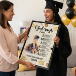 Retrato de graduación personalizado Versículo de Biblia Impresiones en lienzo con nombre Decoración para el hogar Regalo de graduación para graduados