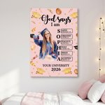 Retrato de graduación personalizado Versículo de Biblia Impresiones en lienzo con nombre Decoración para el hogar Regalo de graduación para graduados