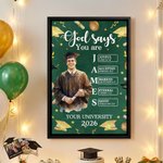 Retrato de graduación personalizado Versículo de Biblia Impresiones en lienzo con nombre Decoración para el hogar Regalo de graduación para graduados
