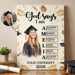 Retrato de graduación personalizado Versículo de Biblia Impresiones en lienzo con nombre Decoración para el hogar Regalo de graduación para graduados