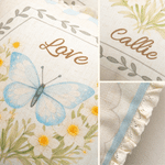 Personalized Stripes Birth Flower Butterfly Soft Throw Pillow Home Decor Birthday Gift for Woman Mother
