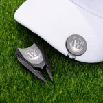 Elementi personalizzati per il golf Strumento per la riparazione delle scanalature Set di clip magnetiche per cappelli con iniziali del nome e custodia Regalo di compleanno per il giorno del gioco per