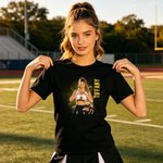 Personnalisé Multicolore Lightning 1-3 Photos T-shirt Noir Sweatshirt Hoodie avec Nom et Numéro Evénement Sportif Cadeau d'Anniversaire pour Amoureux du Sport