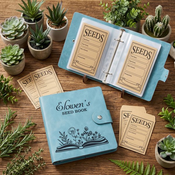 Gepersonaliseerd Zaadboek Bloemenband Notitieboekje met Naam Dagelijks Gebruik Tuin Lente Boerderij Cadeau voor Tuiniers Kinderen