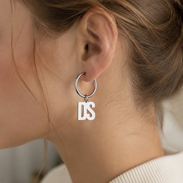 Personalised Initial and Number Ear Clips Minimalist Jewellery Daily Use Anniversary Birthday Gift for Her