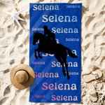 Personalized Horse Owner Silhouette Quick Dry Oversized Gradient Beach Towel with Name Travel Essentials Beach Party Gift for Equestrian Horse Lover