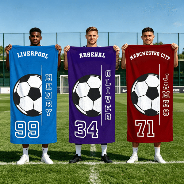 Personalized Soccer Quick Dry Oversized Beach Towel with Name Number and Team Name Birthday Summer Beach Party Gift for Sports LoversFamily Friends