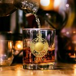Personalised Gold Badge Wings Crown Initial 10 oz Rock Whiskey Glass with Name Father's Day Birthday Gift for Father Whiskey Lover