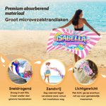 Gepersonaliseerde sneldrogende extra groot strandhanddoek doodlestijl met naam – voor strandfeestjes en als verjaardagscadeau voor vrienden en familie