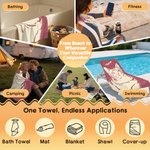 Gepersonaliseerd Doodle Art Huisdierportret Oversized Zachte Sneldrogende Strandhanddoek met Naam Verjaardag Zomer Reiscadeau voor Huisdierbezitters