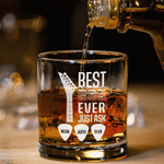 Personalised Guitar Headstock Best Dad Ever 10 oz Rock Whiskey Glass with 1-10 Names Father's Day Birthday Gift for Dad Guitar Lover
