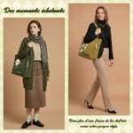 Sac en velours côtelé personnalisé avec nom et fleur de naissance - Sac de grande capacité - Cadeau anniversaire travail pour les femmes