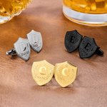 Personalizada Corona Escudo Escudo de la familia Un par de iniciales Hombres Gemelos con nombre Accesorios de vestir Regalo del Día del Padre para el padre Abuelo