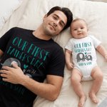 Personalised Our First Father's Day Together Father and Baby Matching Set 100% Cotton Shirt with Names Father's Day Gift for Baby New Dad