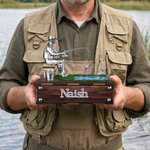 Personalised 3D Fishing Figurine with Name Office Desk Decoration Birthday Father's Day Gift for Fisherman Dad Man