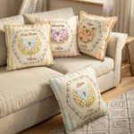 Personalized Stripes Birth Flower Butterfly Soft Throw Pillow Home Decor Birthday Gift for Woman Mother