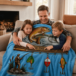 Personalised We Hooked The Best Papa Soft Throw Blanket with Name Home Decor Father's Day Birthday Gift for Dad Grandpa Fishing Lover