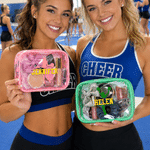 Personalized Multicolor Cheerleader Silhouette Clear Makeup Bag with Name Cheer Camp Team Gift for Cheerleader Cheer Team Friend