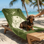 Personalizzato Doodle Art Pet Portrait Asciugamano da spiaggia sovradimensionato e morbido ad asciugatura rapida con nome Compleanno Regalo di viaggio estivo per i proprietari di animali domestici