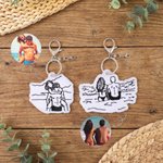Personligt svartvitt broderat foto silhuett nyckelring väska charm reseanvändning födelsedag bröllop present till pojkvän make man älskare