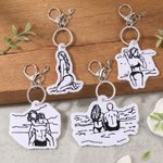 Personligt svartvitt broderat foto silhuett nyckelring väska charm reseanvändning födelsedag bröllop present till pojkvän make man älskare