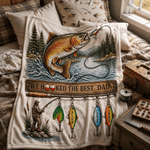 Personalised We Hooked The Best Papa Soft Throw Blanket with Name Home Decor Father's Day Birthday Gift for Dad Grandpa Fishing Lover