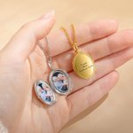 Collana personalizzata con medaglione ovale con 2 foto e testo - Regalo per festa della mamma e compleanni per donne