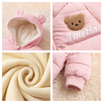 Personalised Cute Bear Name Design Baby Jumpsuit with Name  Winter Use Baby Shower Birthday Gift for Newborn 3-18 Month Baby