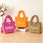 Borsa a tracolla in velluto a coste con nome ricamato personalizzato Regalo di compleanno per la scuola per bambini e bambine