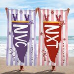 Personalisierte Wimpel schnell trocknen überdimensionale Strandtuch mit Schulnamen und Namen Travel Essentials Beach Party Graduation Geschenk für Freunde Absolventen