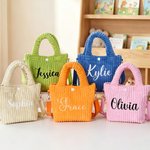 Borsa a tracolla in velluto a coste con nome ricamato personalizzato Regalo di compleanno per la scuola per bambini e bambine