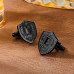 Personalizada Corona Escudo Escudo de la familia Un par de iniciales Hombres Gemelos con nombre Accesorios de vestir Regalo del Día del Padre para el padre Abuelo
