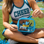 Personalized Multicolor Cheerleader Silhouette Clear Makeup Bag with Name Cheer Camp Team Gift for Cheerleader Cheer Team Friend