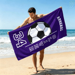 Personalized Soccer Quick Dry Oversized Beach Towel with Name Number and Team Name Birthday Summer Beach Party Gift for Sports LoversFamily Friends