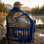Personalised We Hooked The Best Papa Soft Throw Blanket with Name Home Decor Father's Day Birthday Gift for Dad Grandpa Fishing Lover