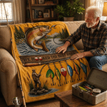 Personalised We Hooked The Best Papa Soft Throw Blanket with Name Home Decor Father's Day Birthday Gift for Dad Grandpa Fishing Lover
