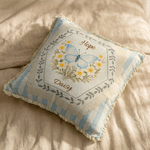 Personalized Stripes Birth Flower Butterfly Soft Throw Pillow Home Decor Birthday Gift for Woman Mother