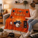 Acogedora manta personalizada con nombre Guitarra eléctrica Uso diario Decoración del hogar Regalo de fiesta para músico Amante de la música